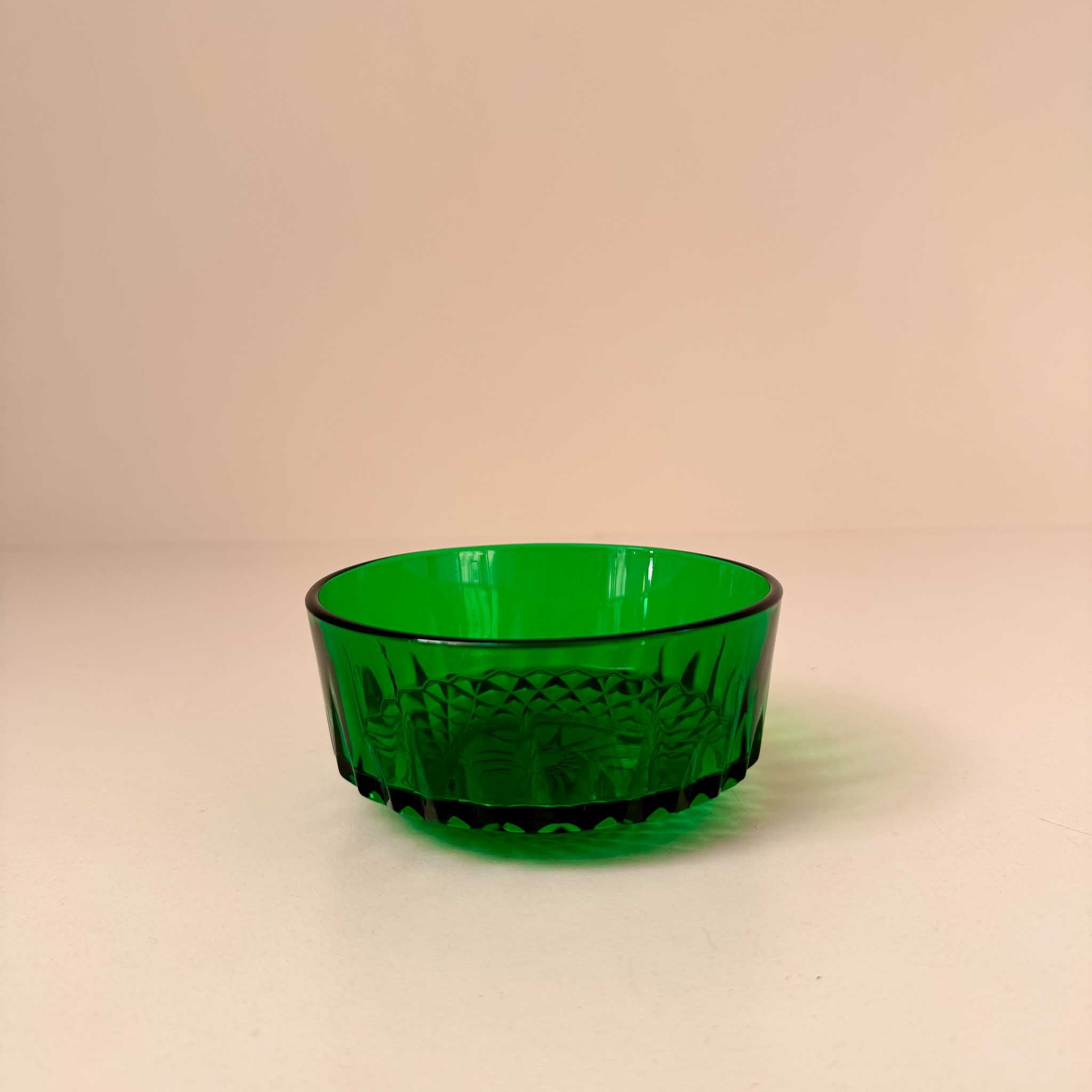 Vintage 80's Arcoroc France Emerald Glass Desert Bowl - Set of 6