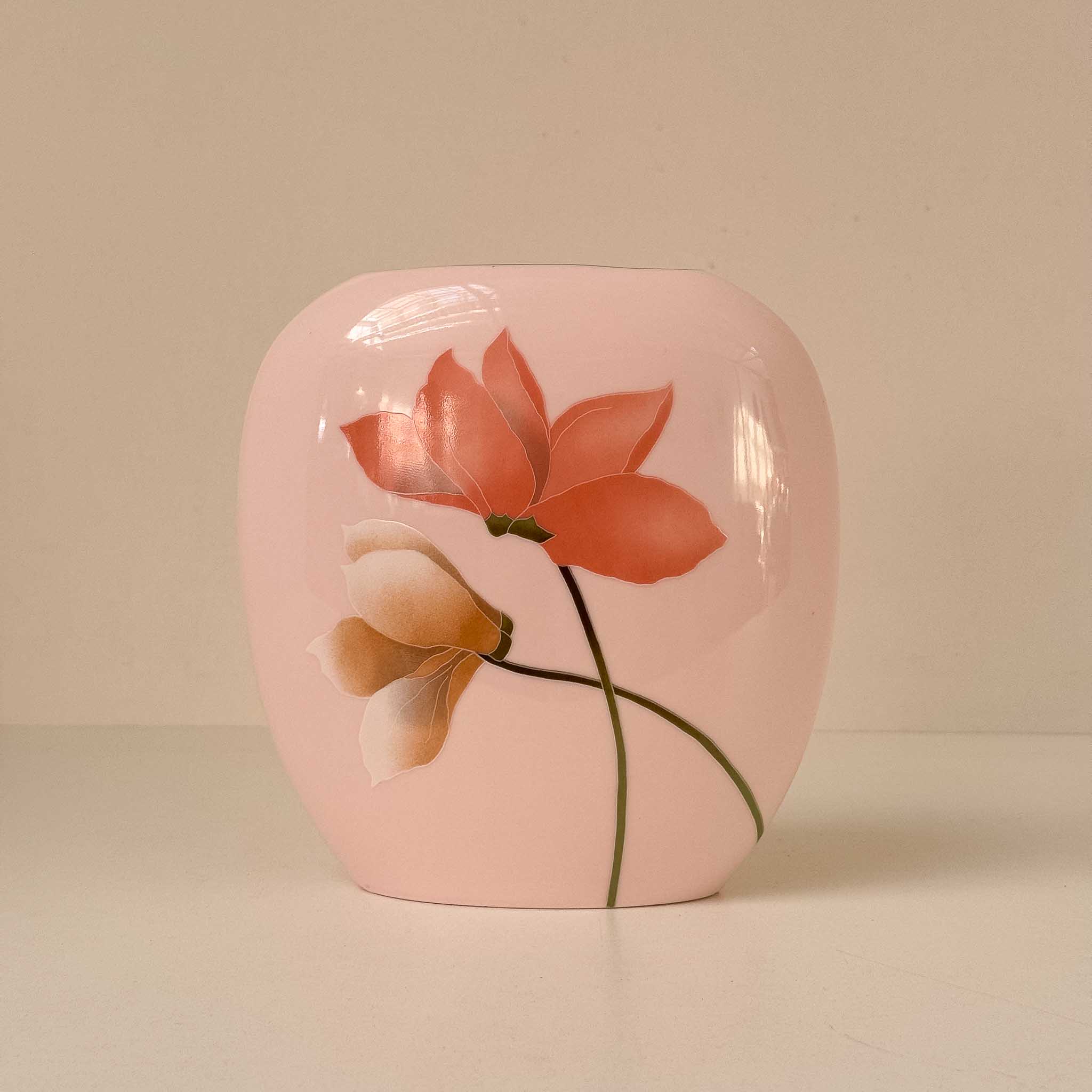 Vintage Japan 80s Vases Floral Soft Pink