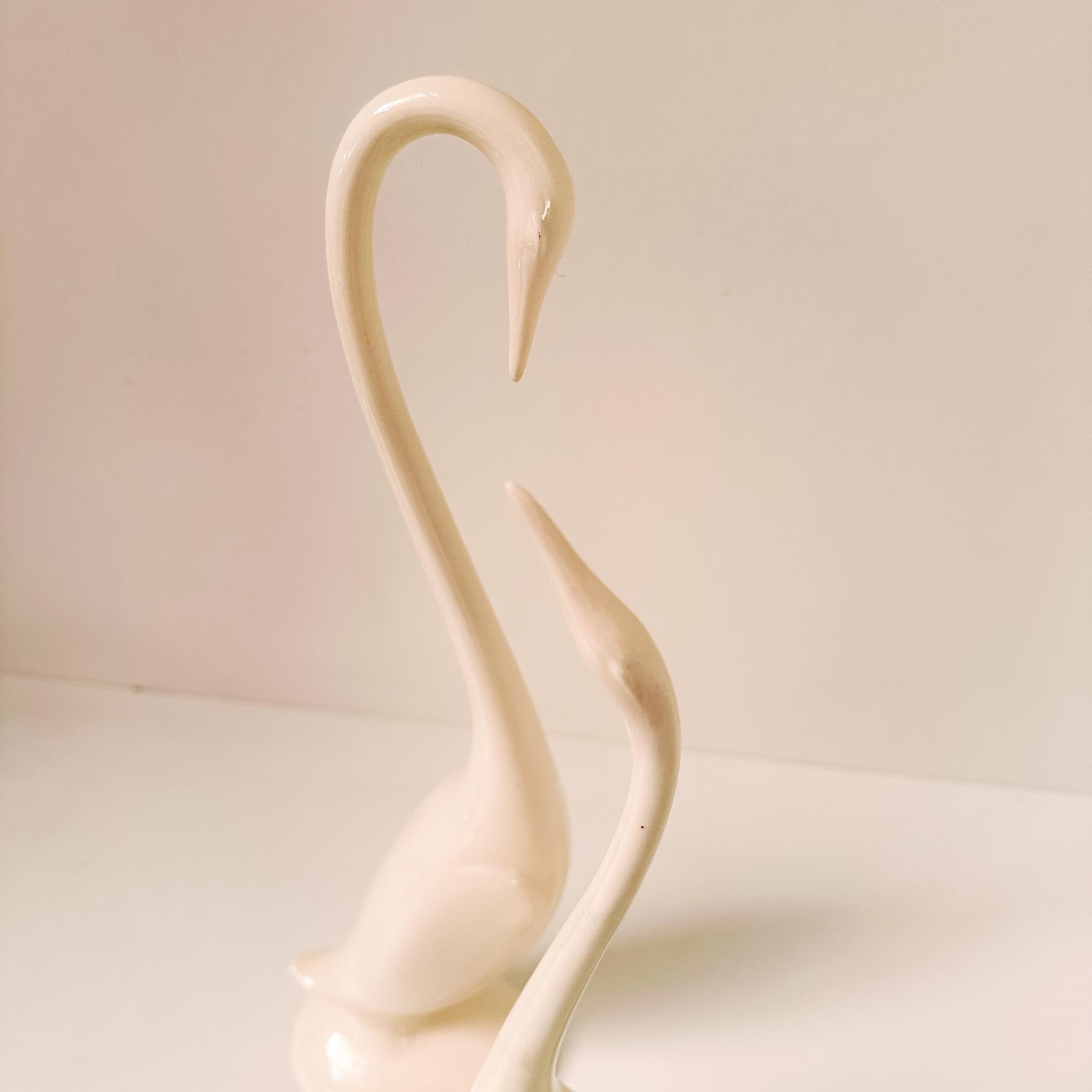 Vintage Cream Ceramic Swans