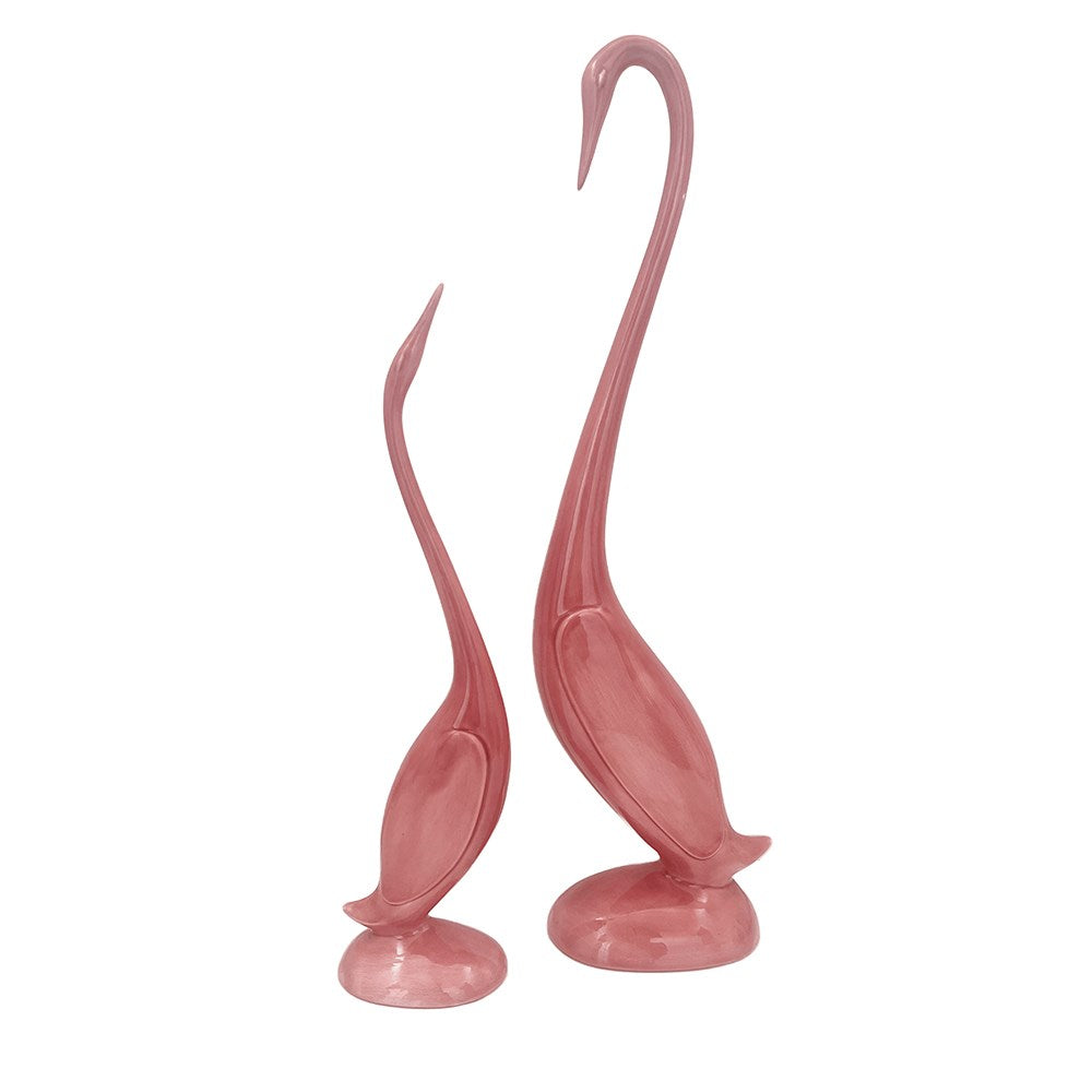 Vintage Rose Pink Ceramic Swans (Rare)