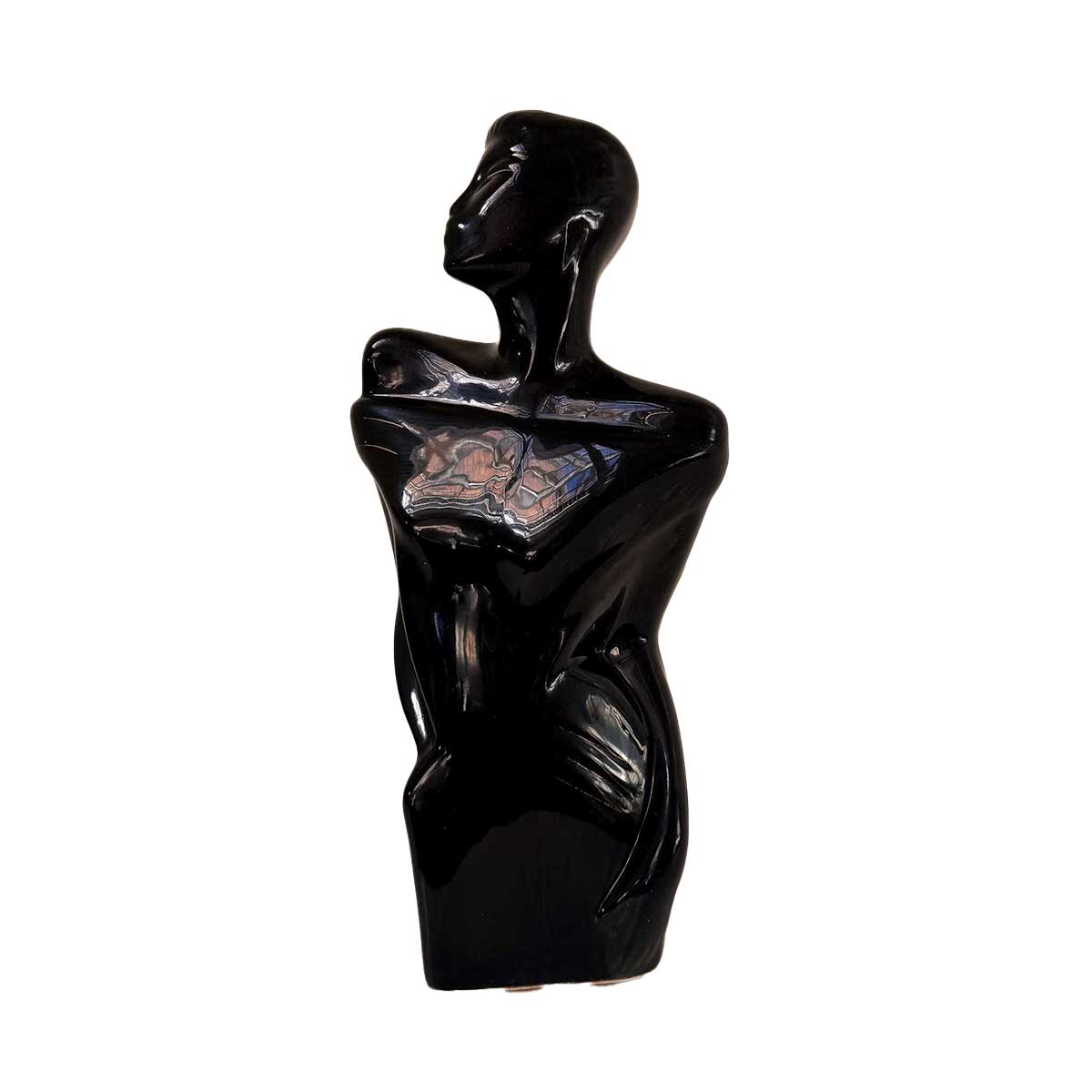 Vintage 80's Art Deco Female Figurine - Black