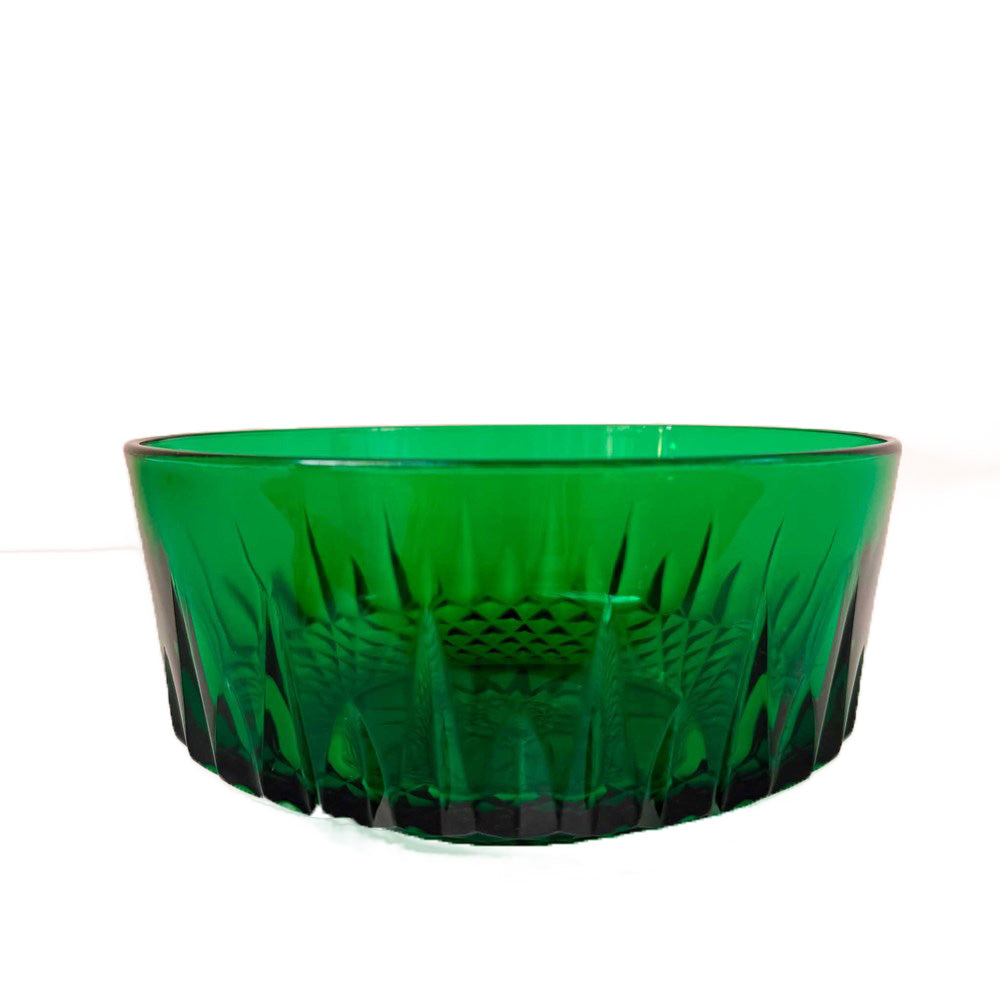 Vintage 80's Arcoroc France Emerald Glass Large Bowl 20cm Diameter