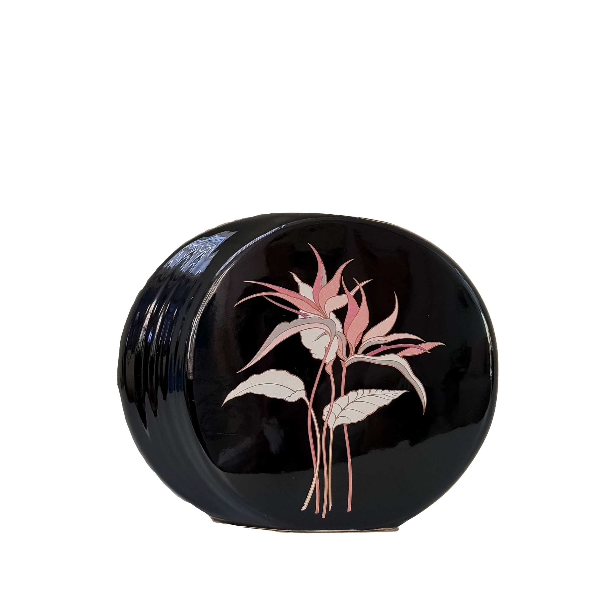 Vintage Japan 80s Vases Floral Black