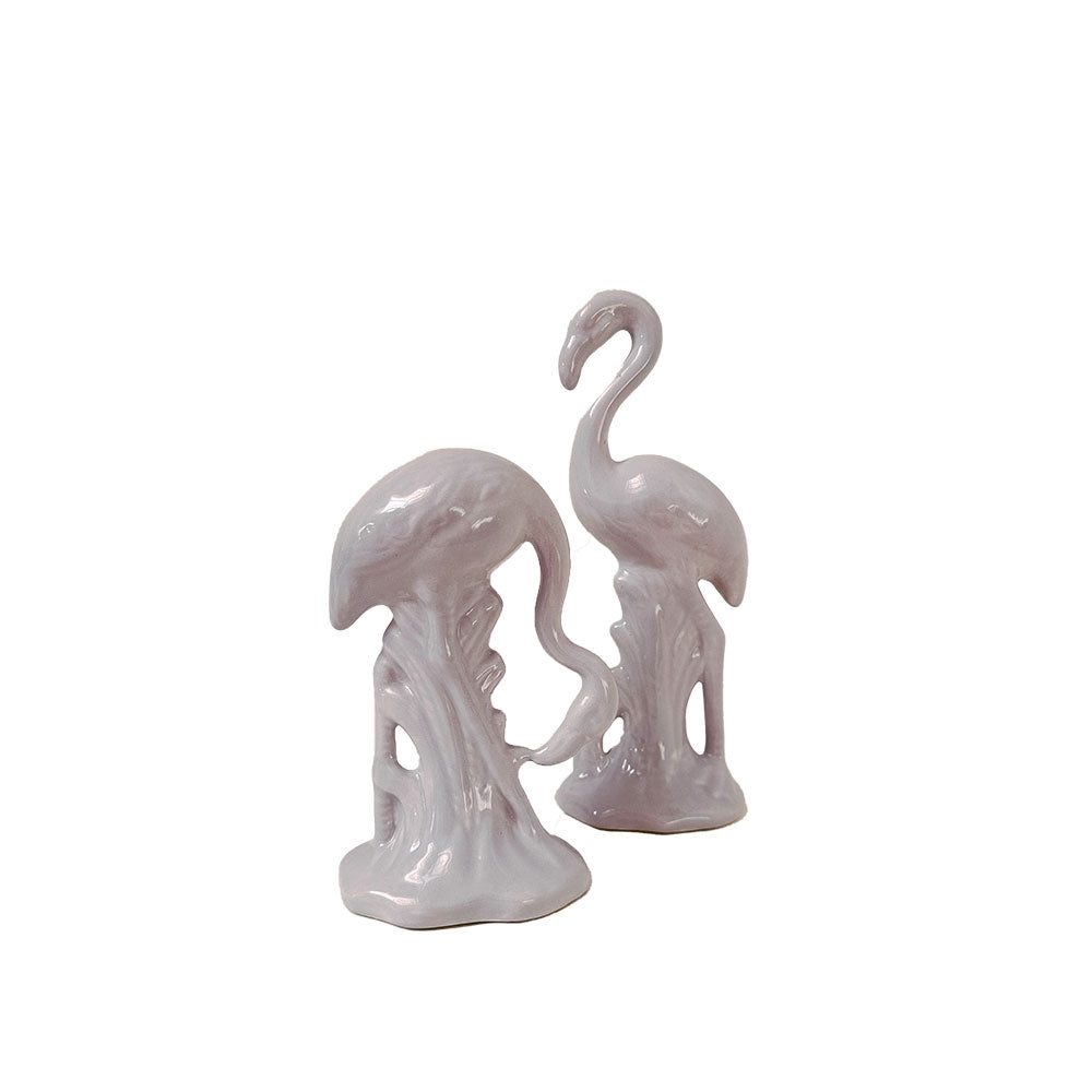 Vintage Grey Ceramic Flamingo Set