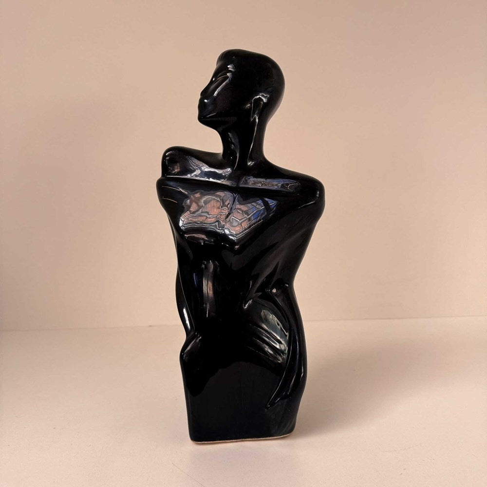 Vintage 80's Art Deco Female Figurine - Black