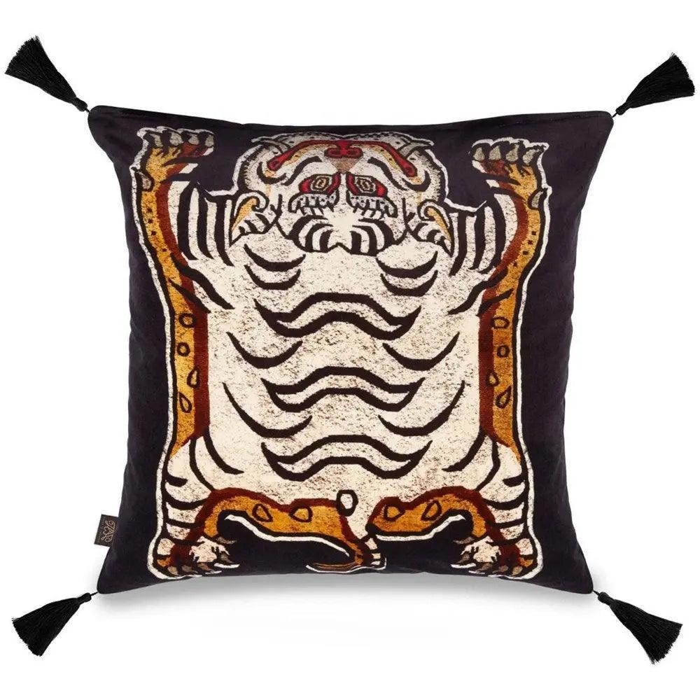 Tigris Black Large Velvet Cushion House of Hackney