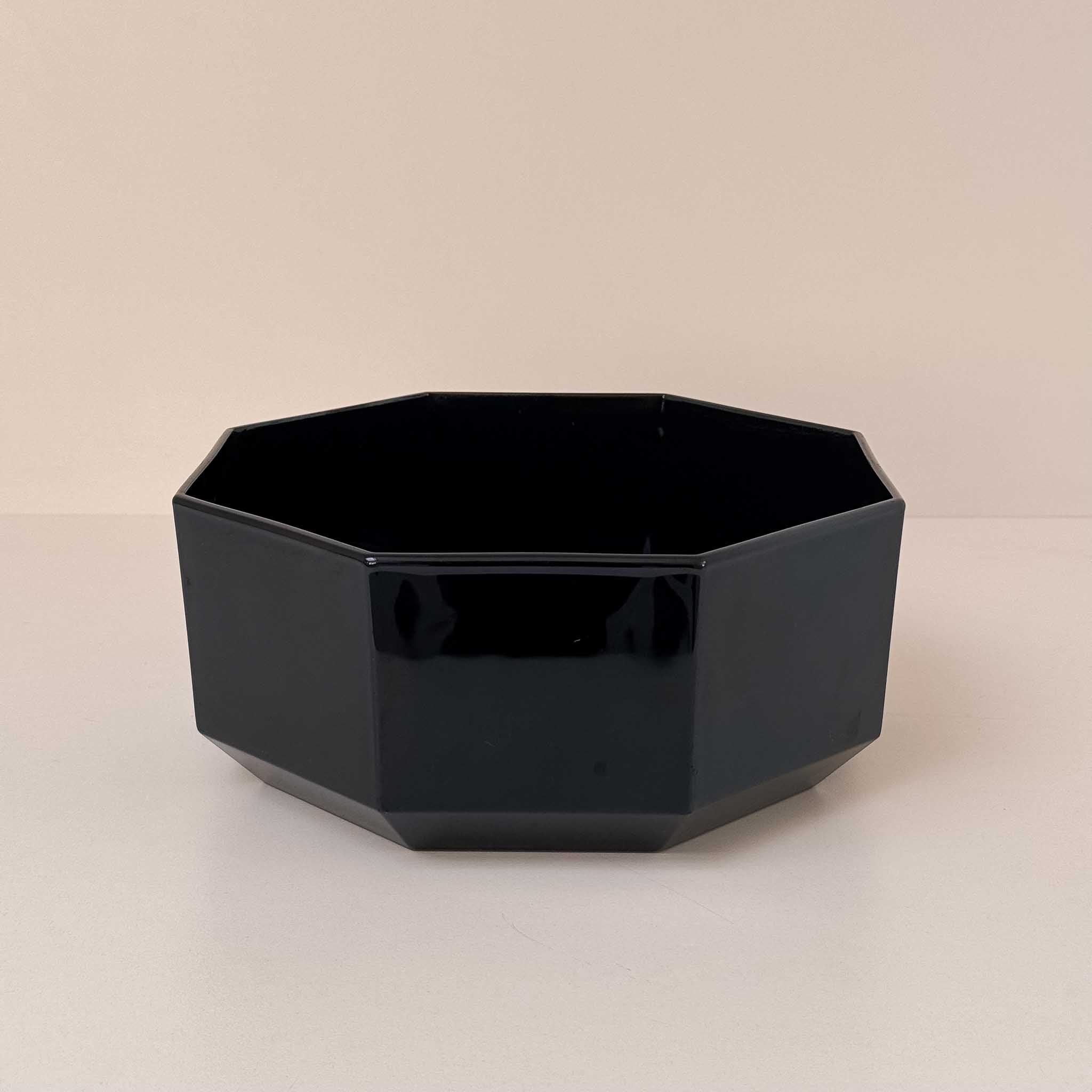 Vintage Arcoroc Octime Black Glass Serving Bowl