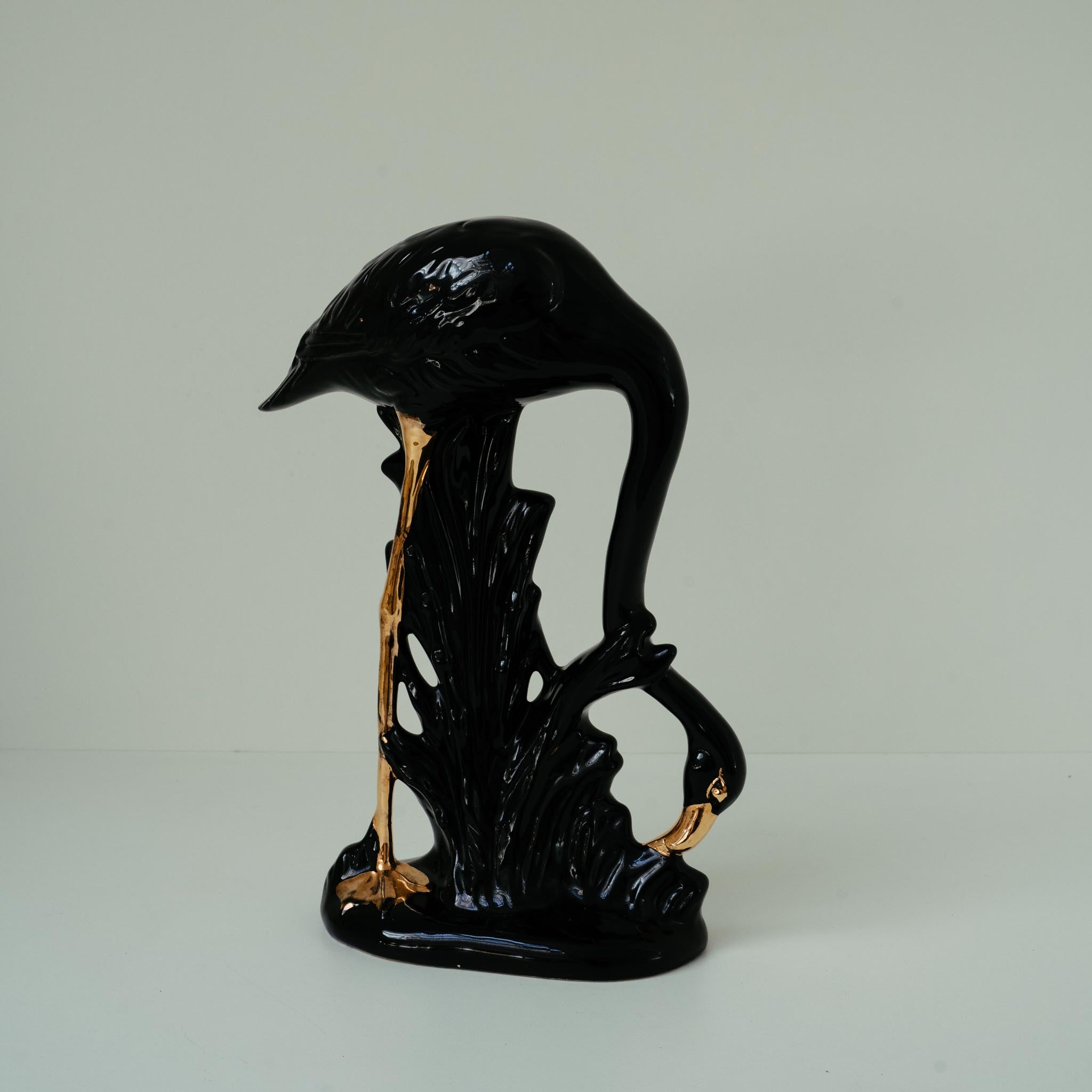 Vintage Ceramic Black Flamingo