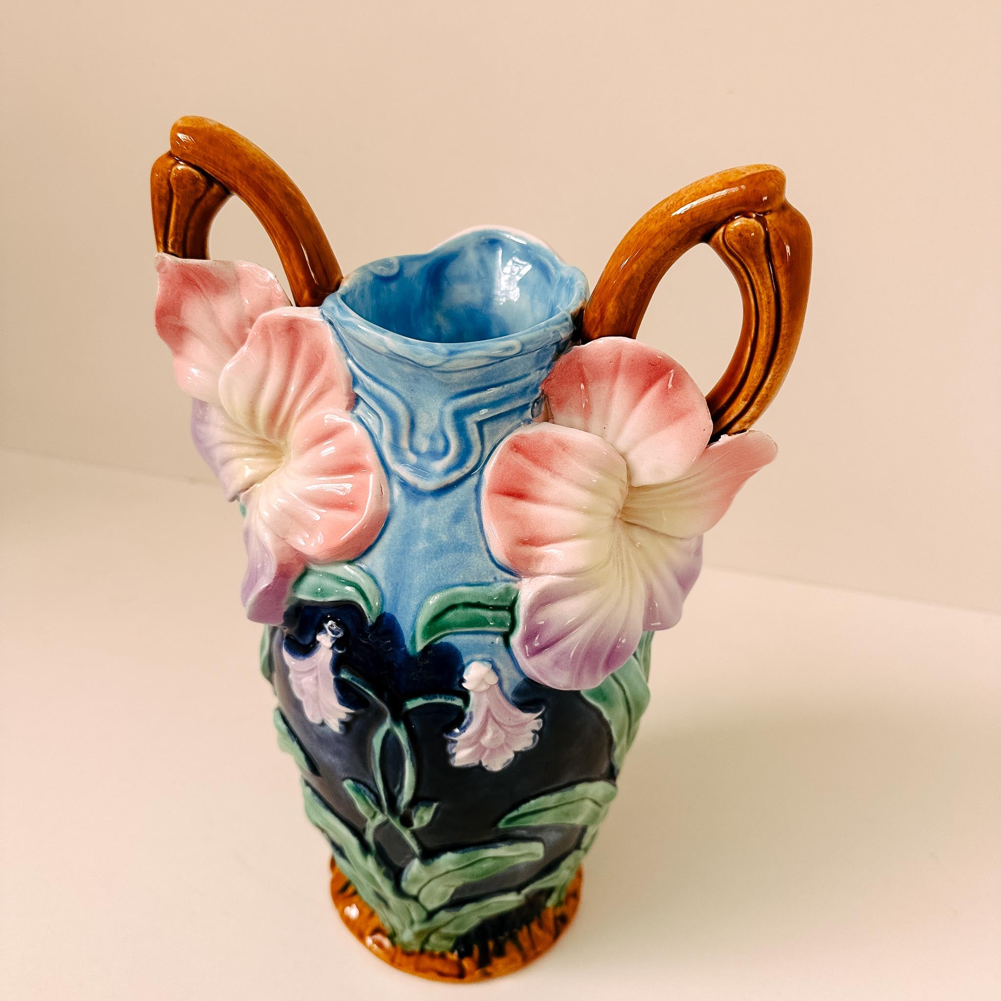 60's Oriental Sculptural Floral Vase