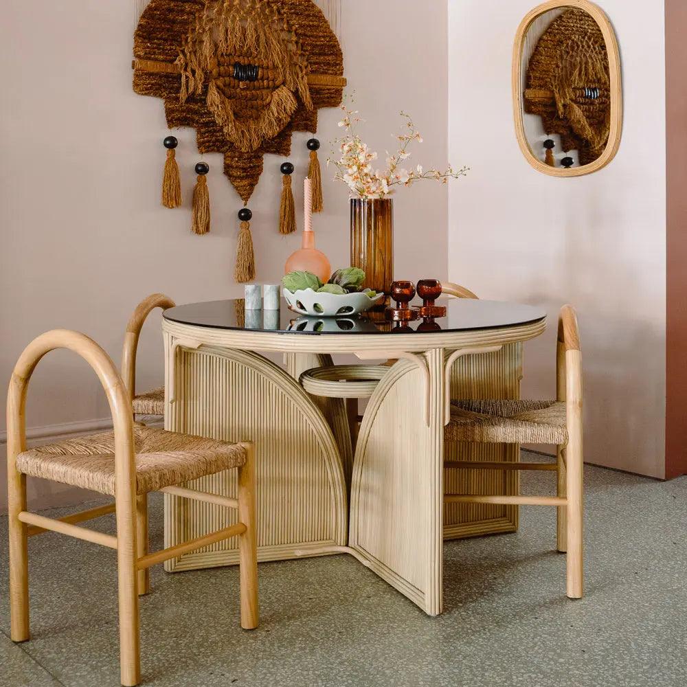 Catalina Dining Table with Smokey Glass Top The Family Love Tree