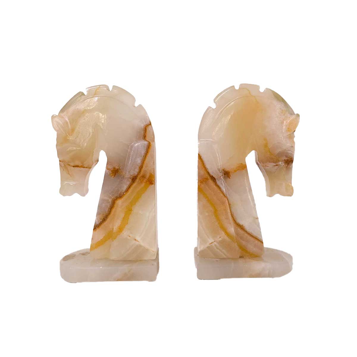Vintage Onyx Marble Horse Bookends