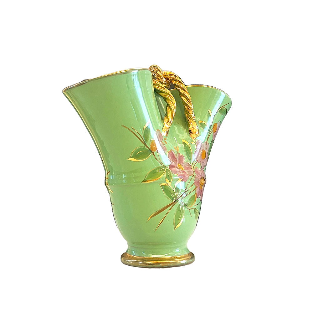 Vintage Italian 1950's Green Porcelain Vase