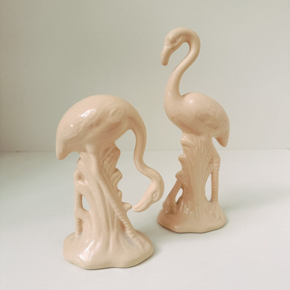 Cream Ceramic Flamingos