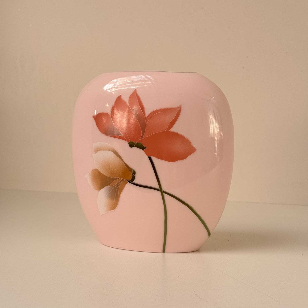 Vintage Japan 80s Vases Floral Soft Pink