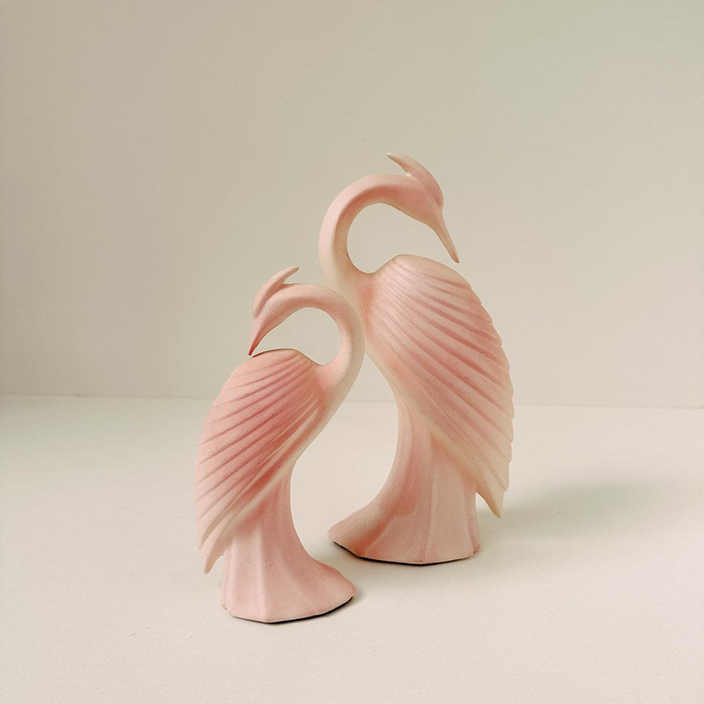 Vintage Pink Matt Ceramic Herons