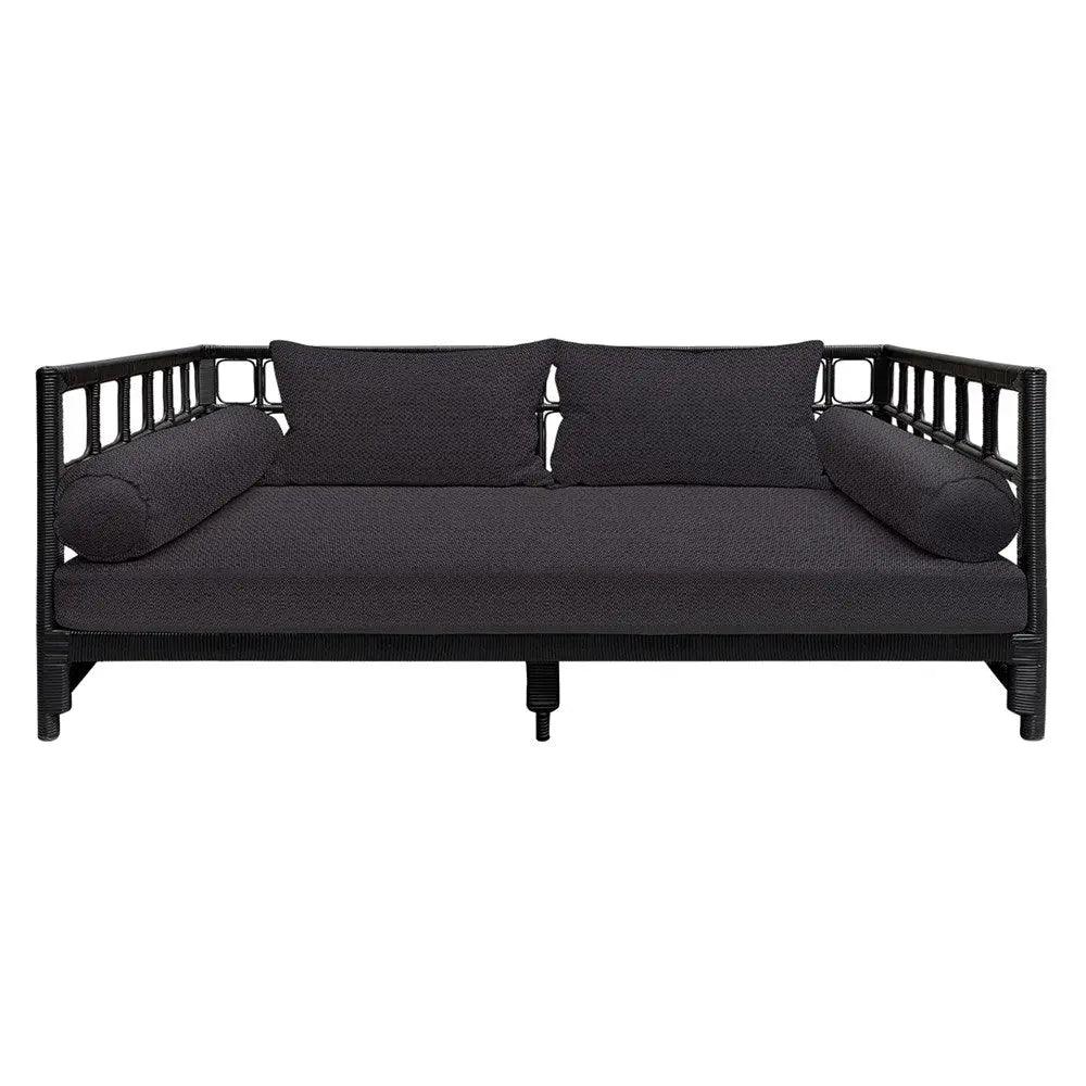 Carrington 3 Seater Day Bed, Black Poly Rattan Love Tree Interiors