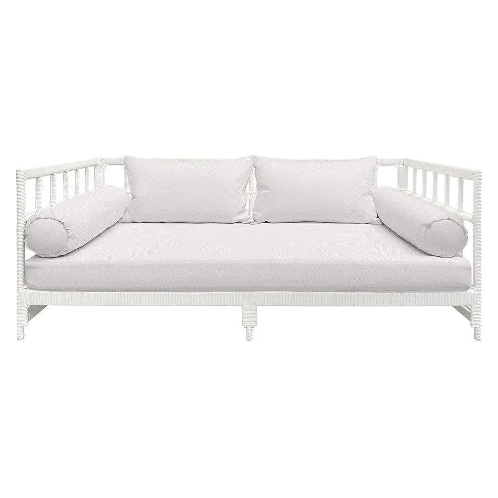 Carrington 3 Seater Day Bed, White Poly Rattan The Family Love Tree