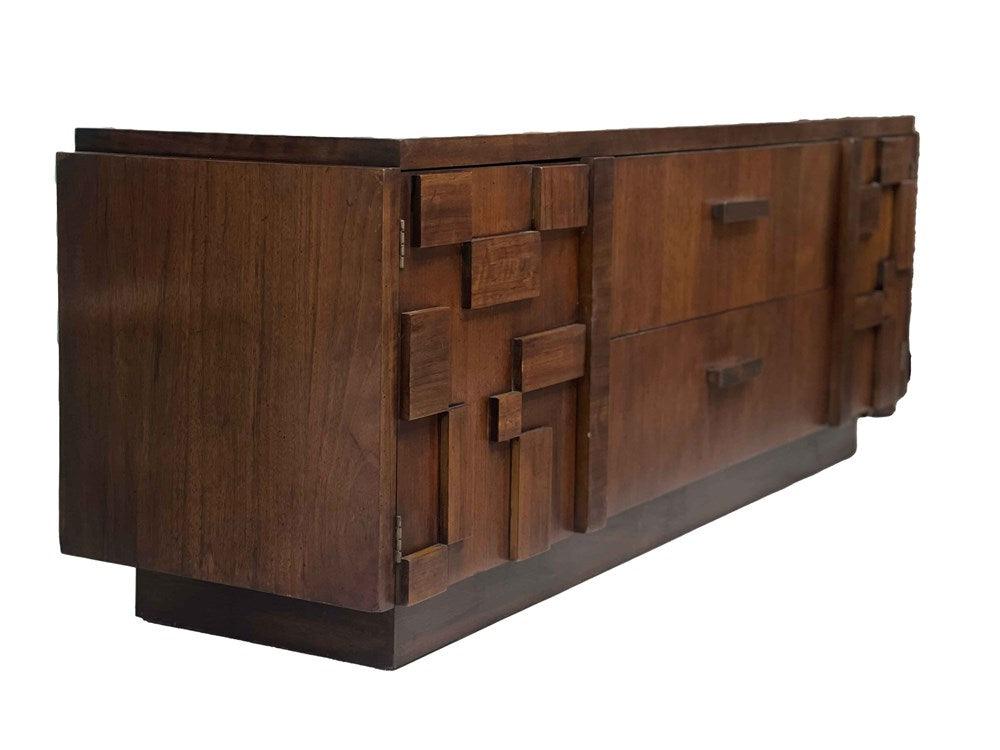 Mid Century Rosewood Brutalist Credenza - The Family Love Tree